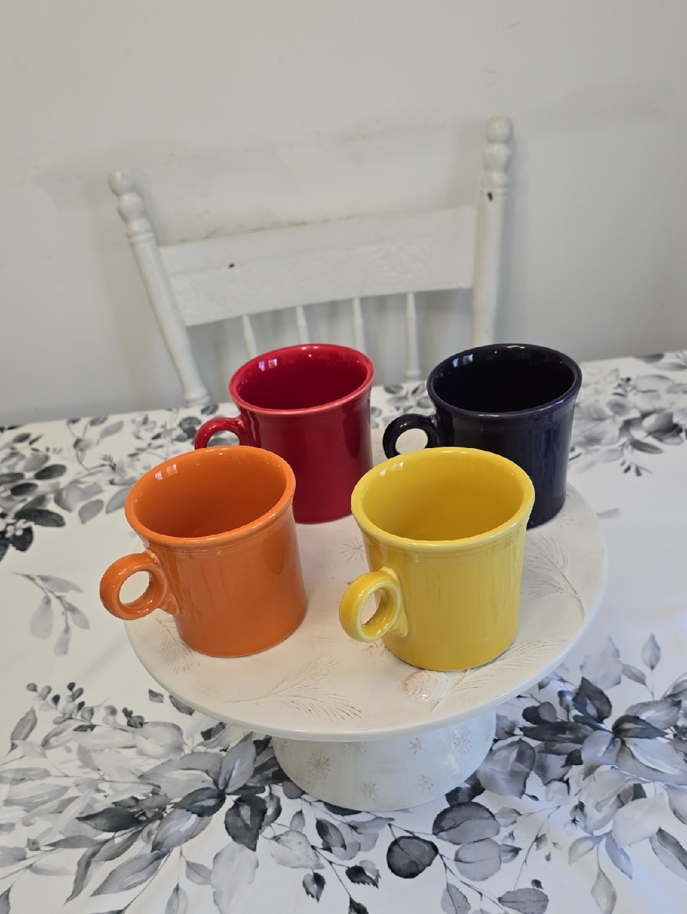 Vintage Fiesta Set Of 4 Colorful Fiestaware Homer Laughlin HLC USA Coffee Mugs